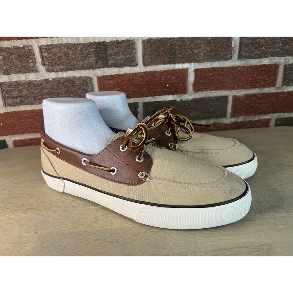 Polo‎ Ralph Lauren Rylander Boat Shoes Men's Size 12 D Beige Tan Casual Loafers